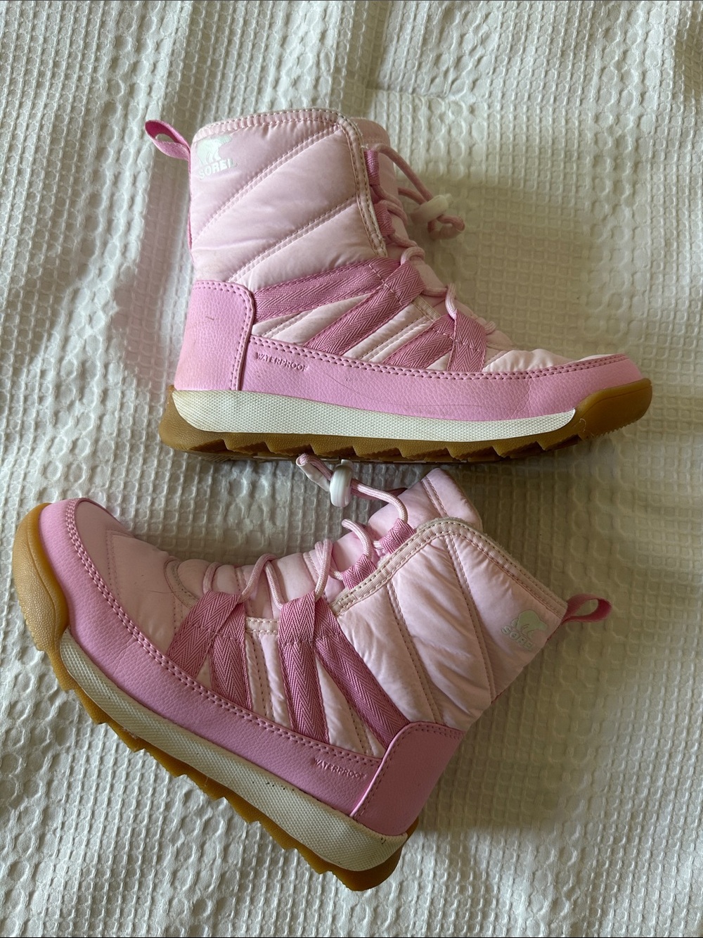 Sorel Pink and Light Pink Kids' Waterproof Winter Boots